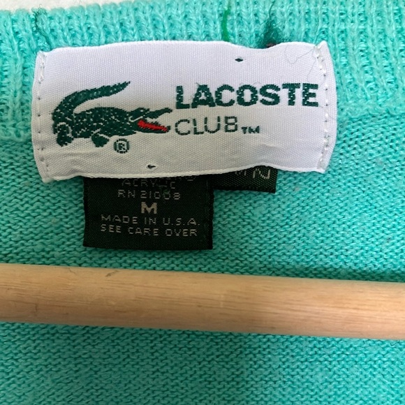 Lacoste Club made in USA Blue V-Neck Sweater Lightweight Knit - Picture 5 of 7